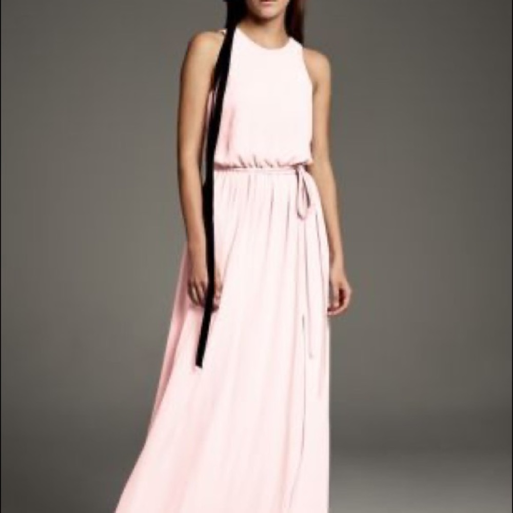 Vera Wang Georgette-over-charmeuse Blouson Bridesmaid Dress in Blush